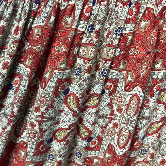 Forever 21 medium smocked waist maxi hippie skirt raw hem - Picture 5 of 5